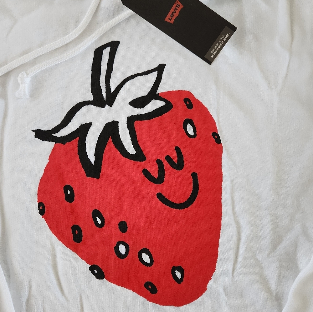 Levi's Women's Cropped Happy Strawberry Prism Hoodie Size 2X - Picture 2 of 11